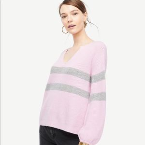 BRAND NEW ANN TAYLOR: comfy pink striped sweater